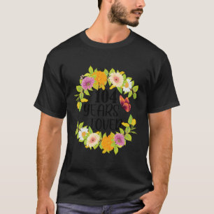T-shirt Floral Avec Papillon Maman Grand-mère 104 Ans Bi