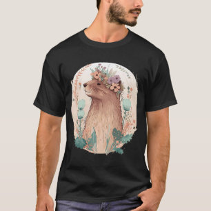 T-shirt Floral Beaver Flower Crown Aquarelle Animal