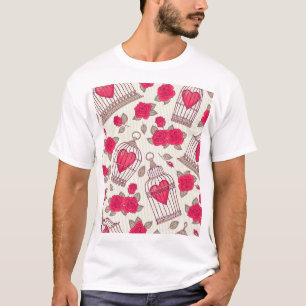T-shirt Floral Bird Cages Rose Motif