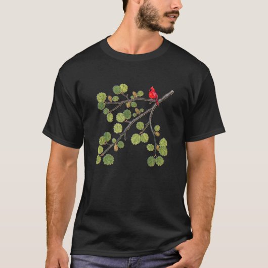 T-shirt Floral Birds Cardinal Nature (Devant)