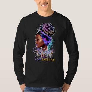 T-shirt Floral Black Girl God Say I'm Afro Women Christian