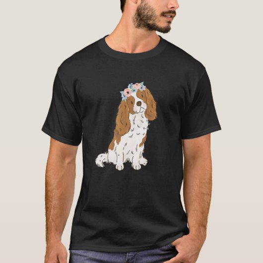 T-shirt Floral Blenheim Cavalier King Charles Spaniel Cavi (Devant)