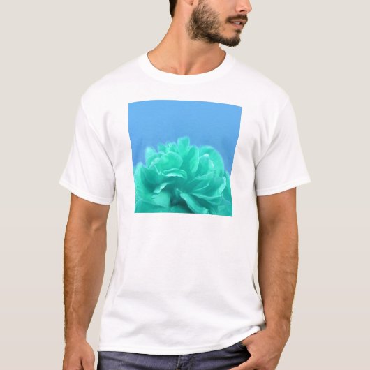 T-shirt Floral bleu-vert coloré (Devant)