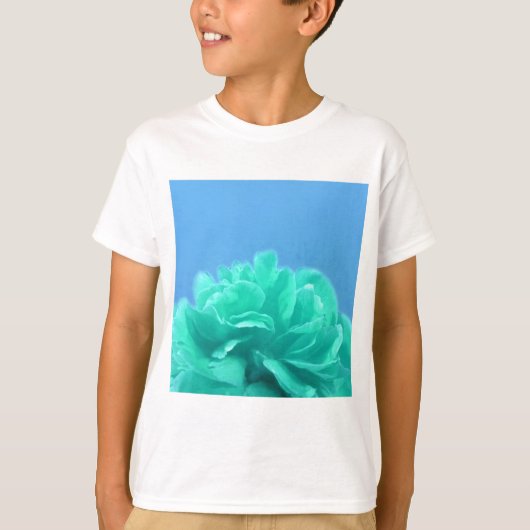 T-shirt Floral bleu-vert coloré (Devant)