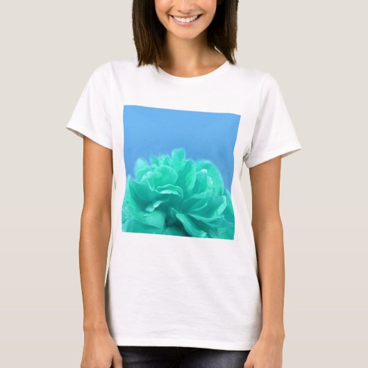 T-shirt Floral bleu-vert coloré (Devant)