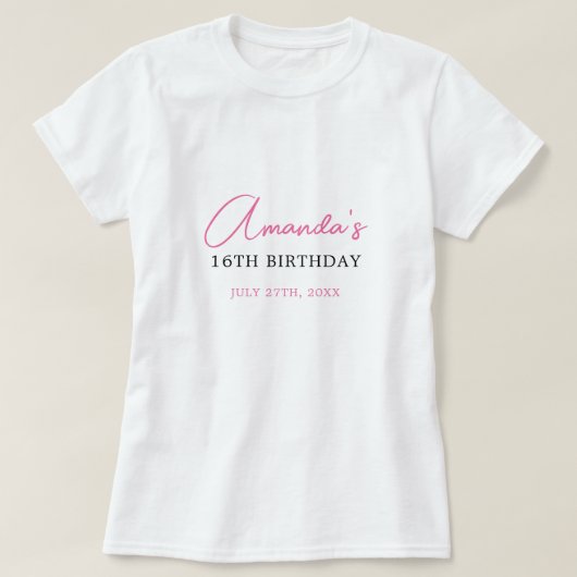 T-shirt Floral Bow Coquette Sweet 16 Anniversaire (Design devant)
