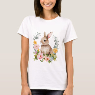 T-shirt Floral Bunny été pour femmes - Eau douce