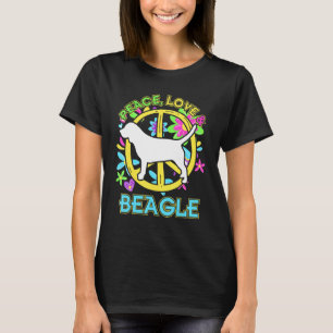 T-shirt Floral Chien Paix Amour Et Beagle