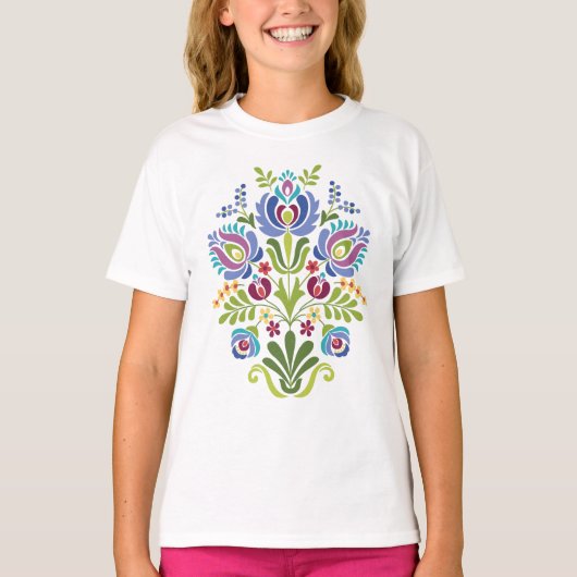 T-shirt Floral de la lavande de conception folklorique hon (Devant)