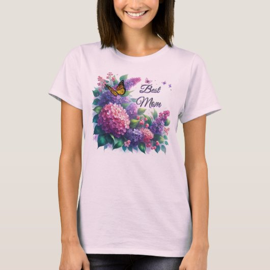 T-shirt floral de la meilleure maman Lilacs violet (Devant)