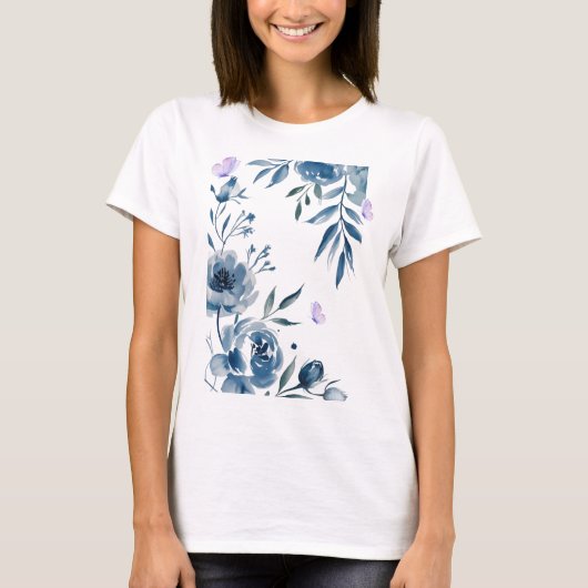 T-shirt Floral Elegance Tee – Soft Pastel Blooms  (Devant)