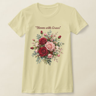 T-shirt floral élégant bouquet de roses rouges et