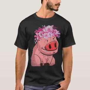 T-shirt Floral Farm Animal Pig Lover Animal Lover Farmer P