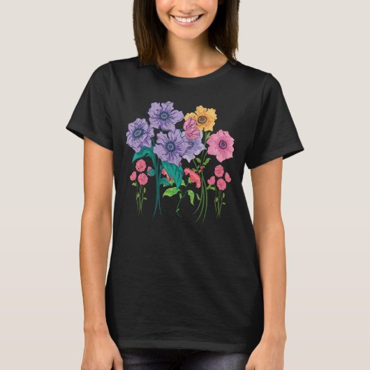 T-shirt Floral Fleur sauvage Beau Jardin Fleurs (Devant)