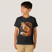 T-shirt Floral Fox Flowers Art Fox In Autumn - Fall Fox  (Devant entier)