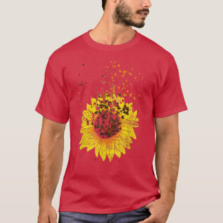 T-shirt Floral Heart Sunshine Yellow Flower Blossom Sunflo
