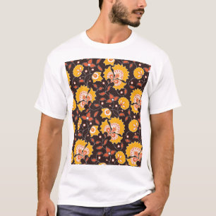 T-shirt Floral Indien couleur Vintage sans fil