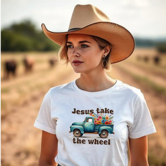 T-shirt Floral Jésus Prends le Volant - Camion de Campagne