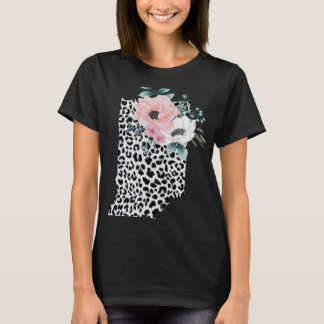T-shirt Floral Leopard Indiana Patriotique Femme