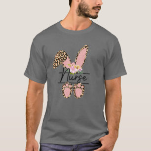 T-shirt Floral Leopard Nurse Bunny Nurse Cute Bunny Pâques