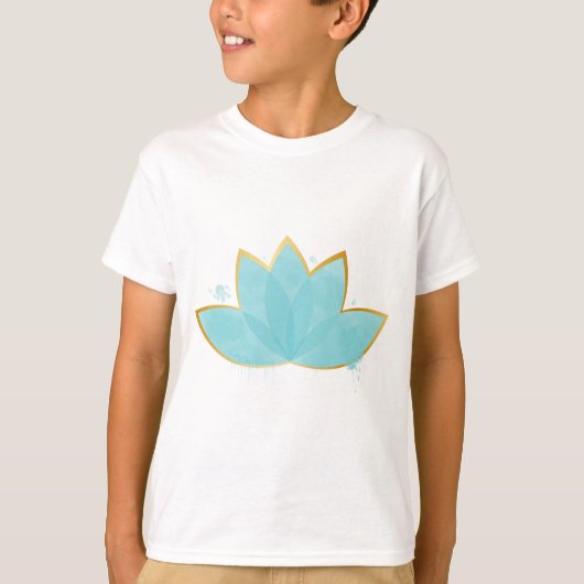 T-shirt Floral Lotus Seafoam Blue & Faux Gold (Devant)