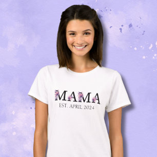 T-shirt Floral Mama Nouvelle maman Texte Femme