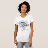 T-shirt Floral Mère de la mariée Rose bleu à script modern (Devant entier)