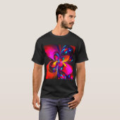 T-shirt Floral moderne Art Abstrait Rouge Bleu Motif #07 (Devant entier)