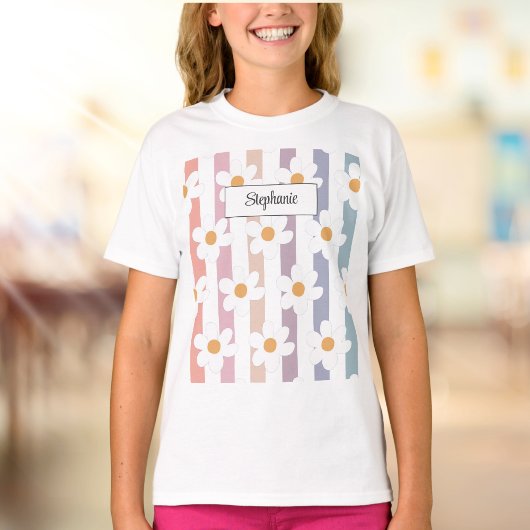 T-shirt Floral Moderne Fille de marguerite