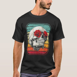 T-shirt Floral Morts Crâne sucre Roses rétro Vintage