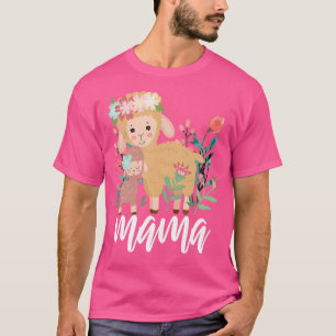 T-shirt Floral Mouton Maman Bébé Mama Animal Fête Mère Ell