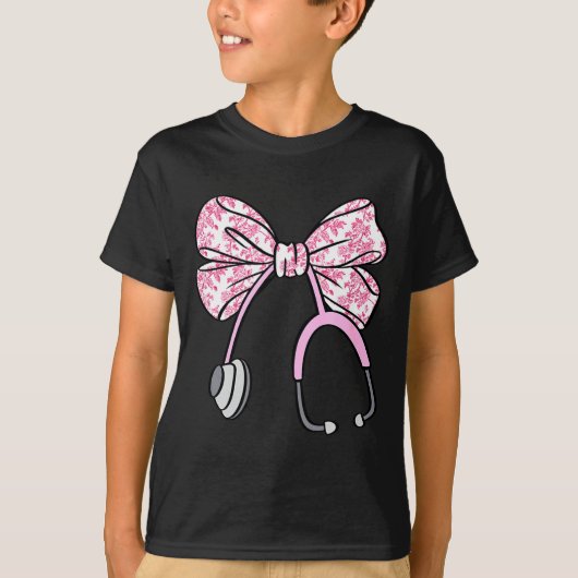 T-shirt Floral Nk Coquette Noeud Papillon Rn Infirmière St (Devant)