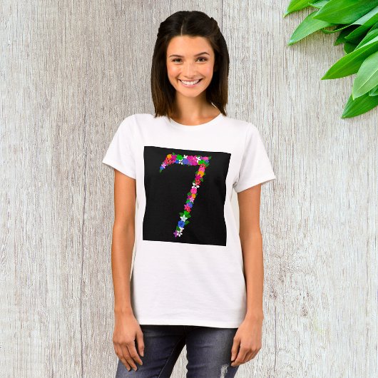 T-shirt Floral Number Seven Botanical Flower Design
