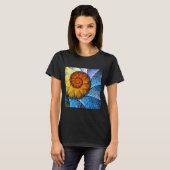 T-shirt Floral Orange Bleu Jaune Art Abstrait (Devant entier)