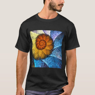 T-shirt Floral Orange Bleu Jaune Art Abstrait