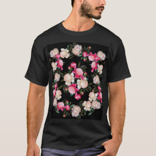 T-shirt Floral Peonies Aquarelle Peinture Arrière - plan