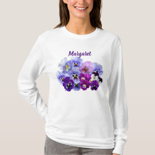T-shirt floral personnalisé avec des pensées jolie