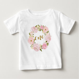 T-shirt floral rose de premier anniversaire