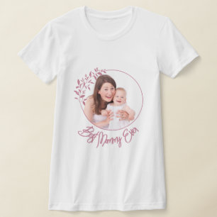 T-shirt Floral rose et blanc Script personnalisé Fête des