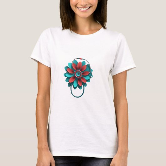 T-shirt Floral Stethoscope Design – Unique Medical & Healt (Devant)