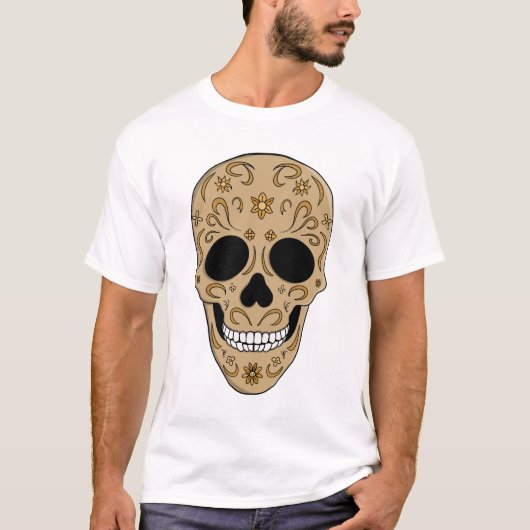 T-shirt Floral Sugar Skull Dia de los Muertos (Devant)