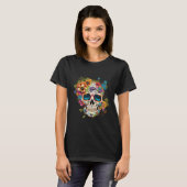 T-shirt Floral Sugar Skull Dia De Los Muertos Gothic Day O (Devant entier)