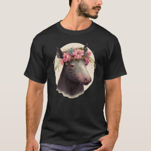 T-shirt Floral Tapir Flower Crown Cute Watercolor Animal