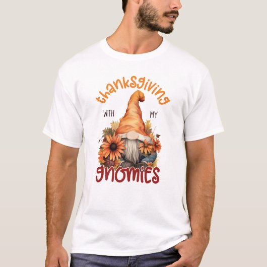 T-shirt Floral Thanksgiving avec mes Gnomies (Devant)