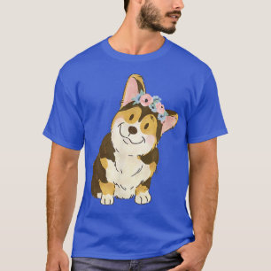 T-shirt Floral Tri Color Corgi Amateurs Pembroke Welsh Cor