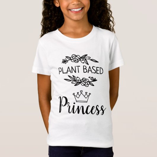 T-Shirt Floral vegan Princess à base de plante avec couron (Devant)