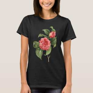T-shirt Floral vintage, Fleurs de Camellia Rose par Redout