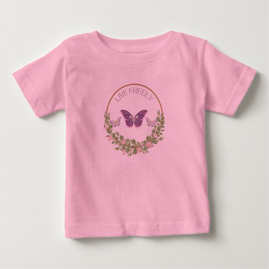 T-Shirt Floral "Vivez librement papillon" (Devant)