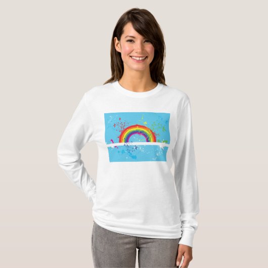 T-shirt Flore arc-en-ciel Abstraite et plaque de peinture (Devant entier)