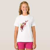 T-shirt Flore avec fleurs rouges et colibri (Devant entier)